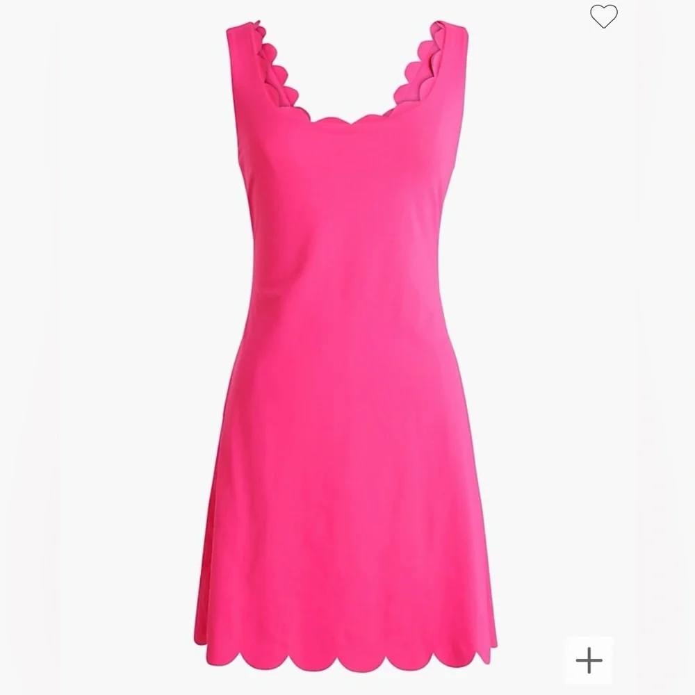 J CREW Scalloped Active Mini Dress with Shorts in Wild Berry Pink Size XXS NEW